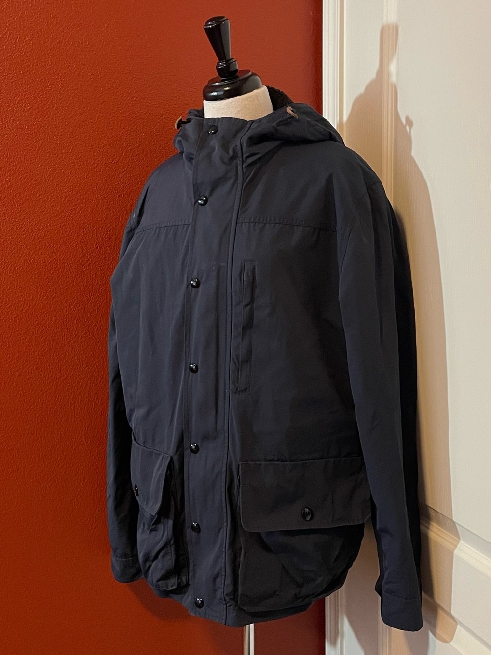J Crew Men’s Heathfield Navy Hooded Snap Zip Up Jacket